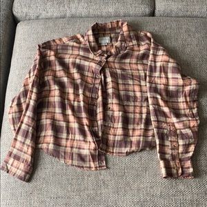 Cropped flannel button up
